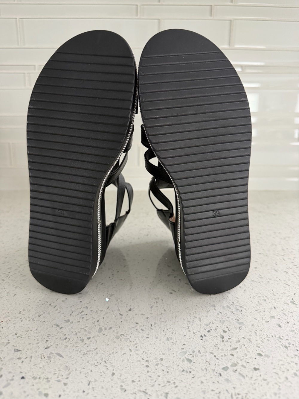 Bellmere Hannah gladiator style Sandals- Black with Rhinestone Trim - Picture 7 of 15